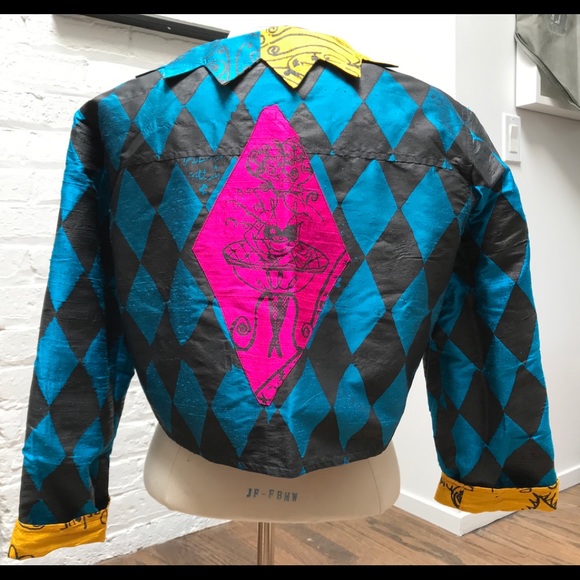 Designer Peach Beserk Raw Silk Cool Cropped Jacket - Picture 4 of 5